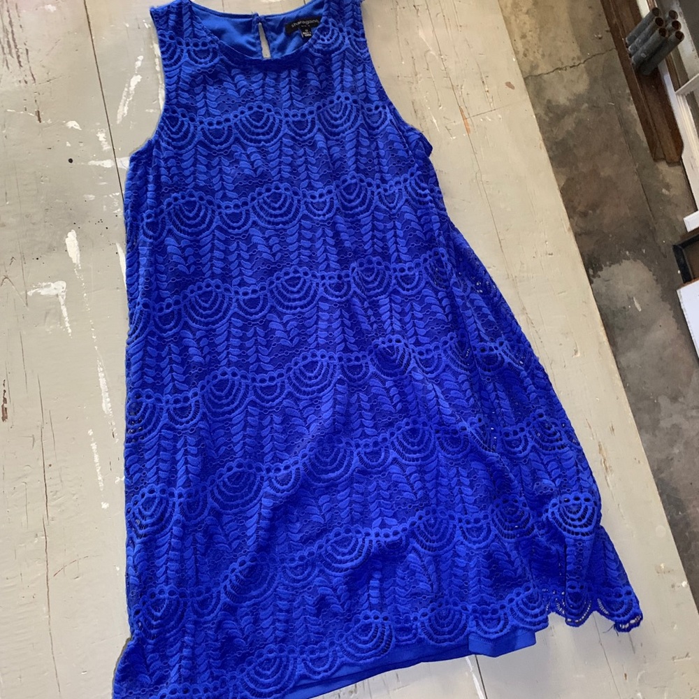 Royal blue sleeveless shift dress